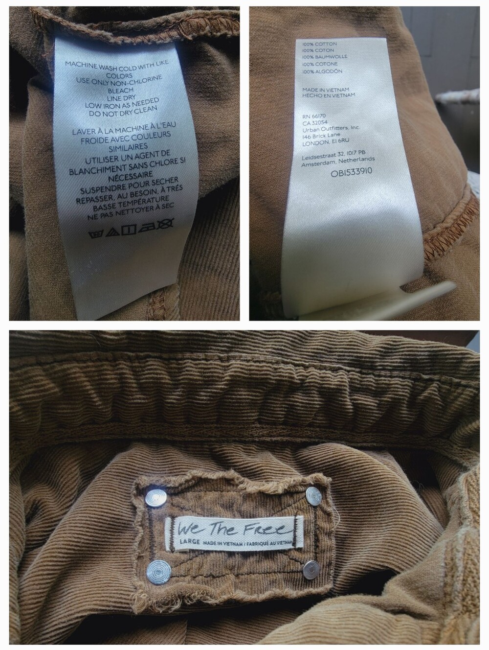 We The Free People Baby Cord Brown Corduroy Button-Down Shirt Top Shacket - Picture 14 of 14